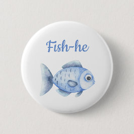 Vissen Geslacht Reveal - Team Jongen Vissen-hij Ronde Button 5,7 Cm