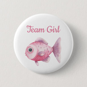Vissen Geslacht Reveal - Team Meisje Ronde Button 5,7 Cm