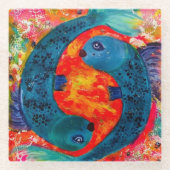 Vissen glas Drink Coasters Glazen Onderzetter (Voorkant)