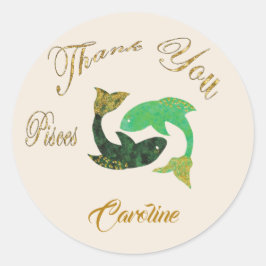 Vissen Gold Glitter Dank je Ronde Sticker