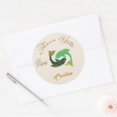 Vissen Gold Glitter Dank je Ronde Sticker (Envelop)