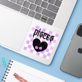 Vissen Gotische esthetische geruite kersenkunst Sticker (Laptop met iPhone)