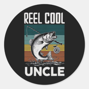 Vissen Grappige Mannen Reel Cool Oom Voor Mannen Ronde Sticker
