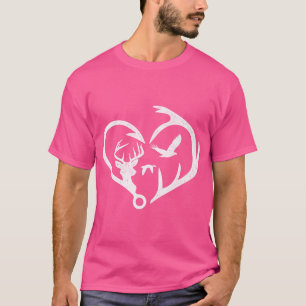 Vissen Haak Hart Liefde Jacht Herten Duck Hunter T-shirt