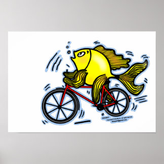 Vissen hebben fiets nodig grappig Poster cartoon
