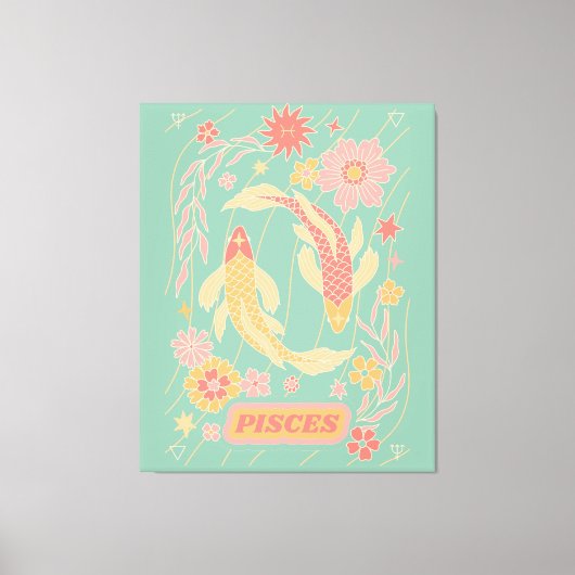 Vissen Hemelse Dierenriem Pastel Dromen Muur Kunst Canvas Afdruk (Voorkant)