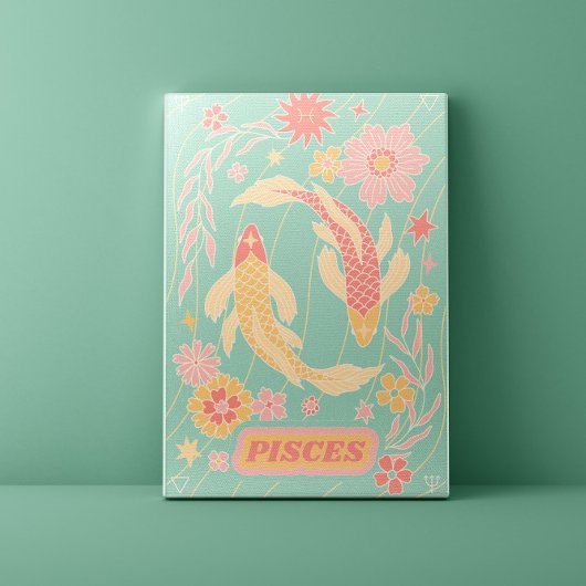 Vissen Hemelse Dierenriem Pastel Dromen Muur Kunst Canvas Afdruk