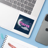 Vissen Hemelse Esthetische Dromerige Maanwolk Ster Sticker (Laptop met iPhone)