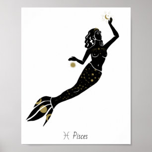 Vissen Hemelse Zeemeermin Godin Staart Kunst Poster