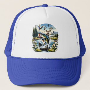 Vissen, herten jagen, eenden jagen trucker pet