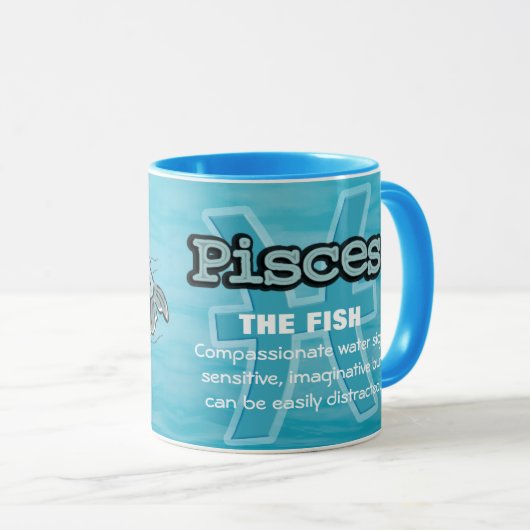 Vissen Het Viswater teken astrologische mok (Voorkant rechts)