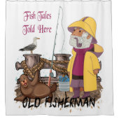 Vissen hier verkocht - Oude vissers Douchegordijn (Voorkant)