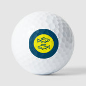 Vissen Horoscoop Geel Blauw Modern Minimalist Golfballen (Voorkant)
