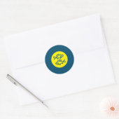 Vissen Horoscoop Geel Blauw Modern Minimalist Ronde Sticker (Envelop)
