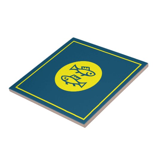 Vissen Horoscoop Geel Blauw Modern Minimalist Tegeltje (Zijkant)