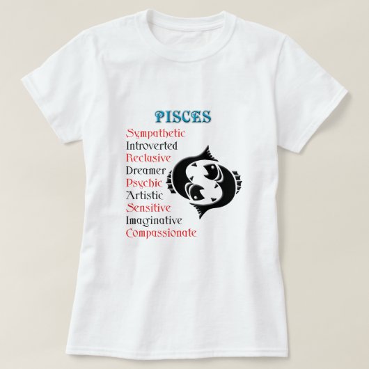 Vissen Horoscoop Sterrenbeeld T-shirt (Design voorkant)