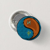 Vissen & Houten Aap Ronde Button 3,2 Cm (Voorkant /achterkant)