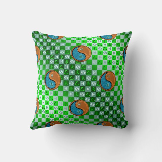 Vissen & Houten Geit Kussen (Achterkant)