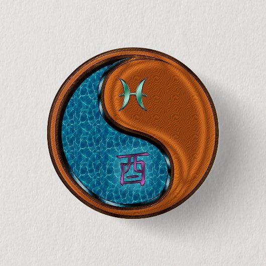 Vissen & Houten Haan Ronde Button 3,2 Cm (Voorkant)