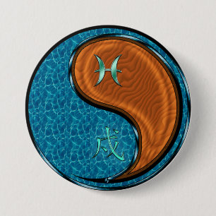 Vissen & Houten Hond Ronde Button 7,6 Cm