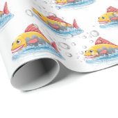Vissen in bubbels cadeaupapier (Rol Hoek)