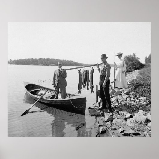 Vissen in de Adirondacks, 1903. Oude foto Poster (Voorkant)