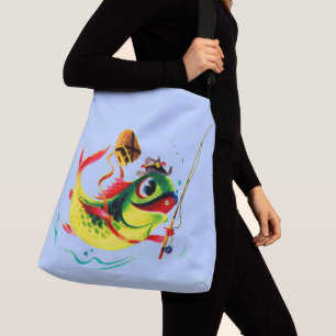 Vissen in de jaren veertig crossbody tas