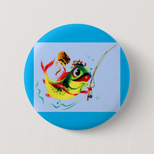 Vissen in de jaren veertig ronde button 5,7 cm (Voorkant)