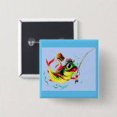 Vissen in de jaren veertig vierkante button 5,1 cm (Voorkant /achterkant)