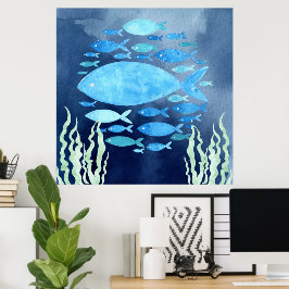 Vissen In De Zee Canvasprint Poster