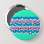 vissen in de zee ronde button 4,0 cm (Voorkant /achterkant)