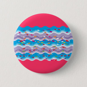 vissen in de zee ronde button 5,7 cm