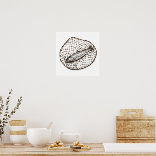 Vissen in een net poster (Keuken)