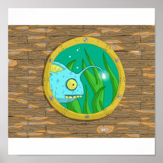 vissen in een porthole poster (Voorkant)