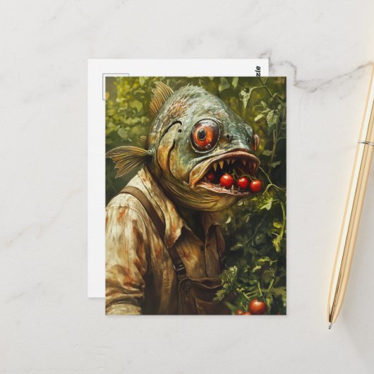 Vissen in een tomatentuin briefkaart (Voorkant / Achterkant in situ)