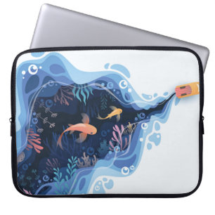 Vissen in gelaagde vorm laptop sleeve