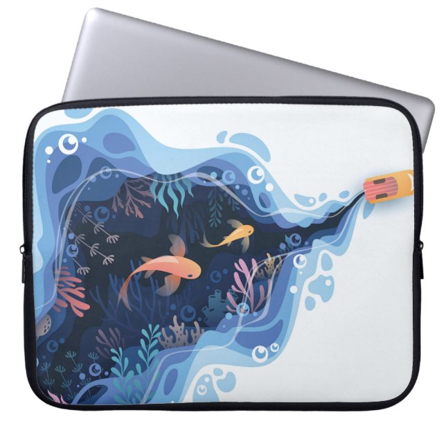 Vissen in gelaagde vorm laptop sleeve (Voorkant)