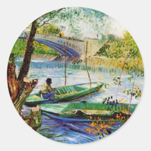 Vissen in het voorjaar, Vincent van Gogh. Ronde Sticker