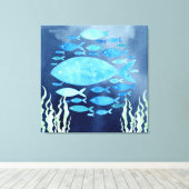 Vissen in het Zee uitgerekt canvas Afdruk (Insitu (Houten vloer))