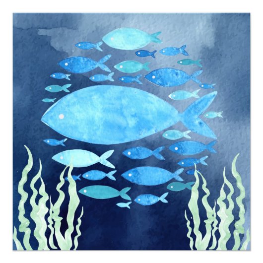 Vissen in het Zee uitgerekt canvas Foto Afdruk (Voorkant)