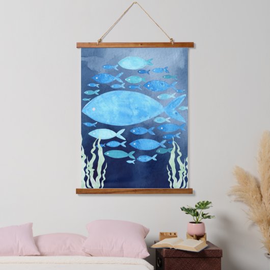Vissen in het Zee uitgerekt canvas Hangend Wandkleed (Slaapkamer)
