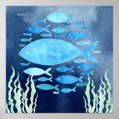 Vissen in het Zee uitgerekt canvas Poster (Voorkant)