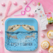 Vissen in water met hartbellen papieren bordje (Feest)