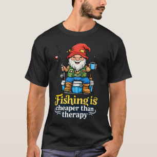 Vissen Is Goedkoper Dan Therapie Gnome Illustratie T-shirt