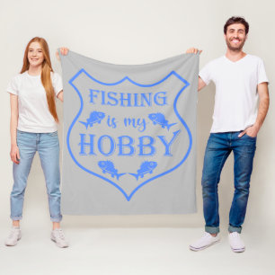 Vissen is mijn hobby Schild citaat op wapen Fleece Deken