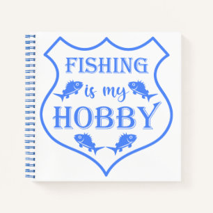 Vissen is mijn hobby Schild citaat op wapen  Notitieboek