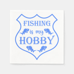 Vissen is mijn hobby Schild citaat op wapen Servet