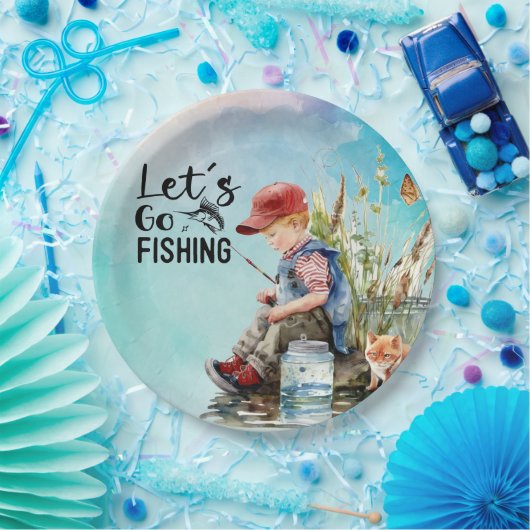 Vissen is mijn therapie papieren bordje (Feest)