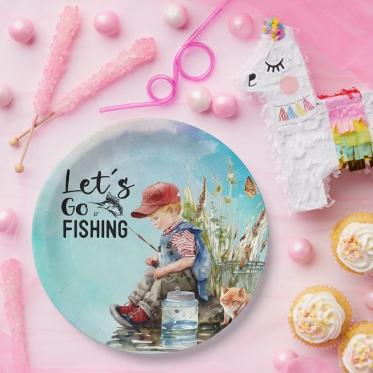 Vissen is mijn therapie papieren bordje (Feest)