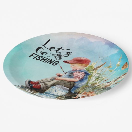 Vissen is mijn therapie papieren bordje (Gekanteld)